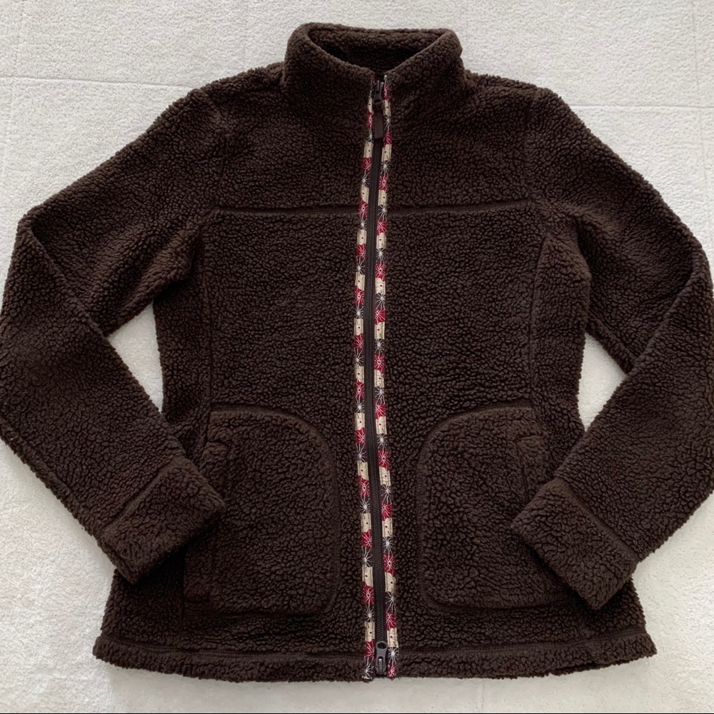 Tweeds Brown Fuzzy Full Zip Up Jacket Sweater M